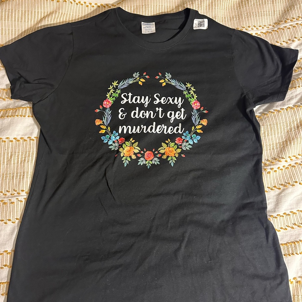 Women’s MFM SSDGM Stay Sexy Black Graphic Tee Podcast Merch Large